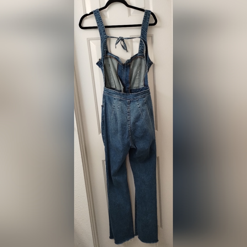 Free People We The Free Crvy 2nd Ave One Piece Jumpsuit Curulean Denim Size 4 - Picture 4 of 11